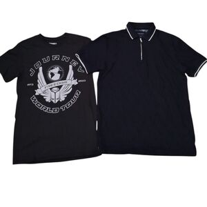 Bundle Of 2 Denim & Flower Journey Black Polo Shirt Graphic T-shirt Preppy